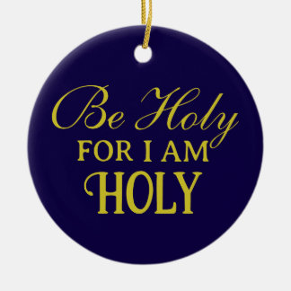 Holy Bible Verse Blue and Gold Simple Christian Ceramic Tree Decoration