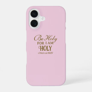 Holy Bible Verse Pink and Gold Simple Christian iPhone 16 Case