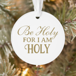 Holy Bible Verse White and Gold Simple Christian Ornament