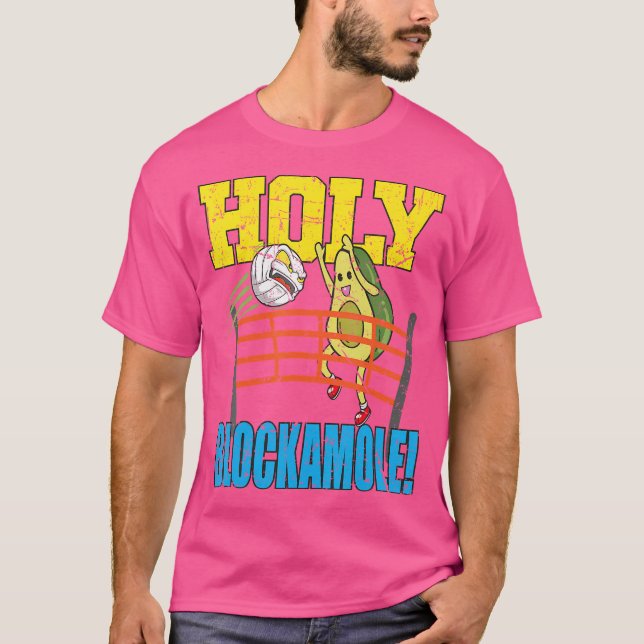 Holy Blockamole Funny Cute Volleyball Block Avocad T-Shirt (Front)