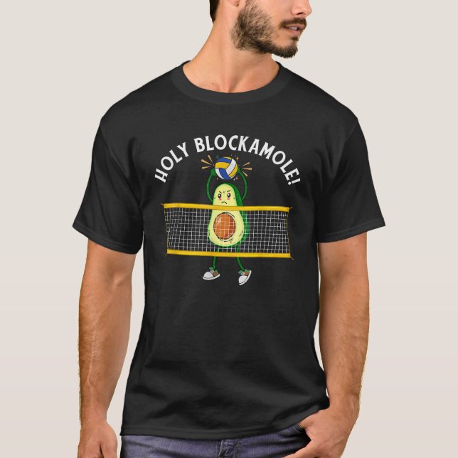 Holy Blockamole Volleyball Cute Funny Avocado Men  T-Shirt (Front)