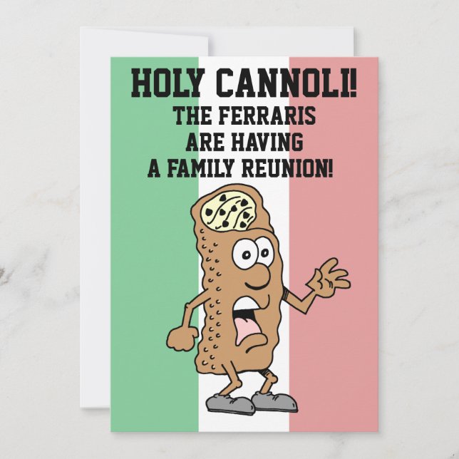 Holy Cannoli Flag of Italy Family Reunion Invitation (Front)