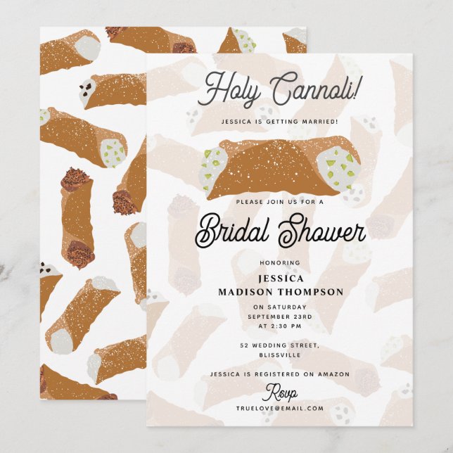 Holy Cannoli Funny Italian Bridal Shower Invitation (Front/Back)