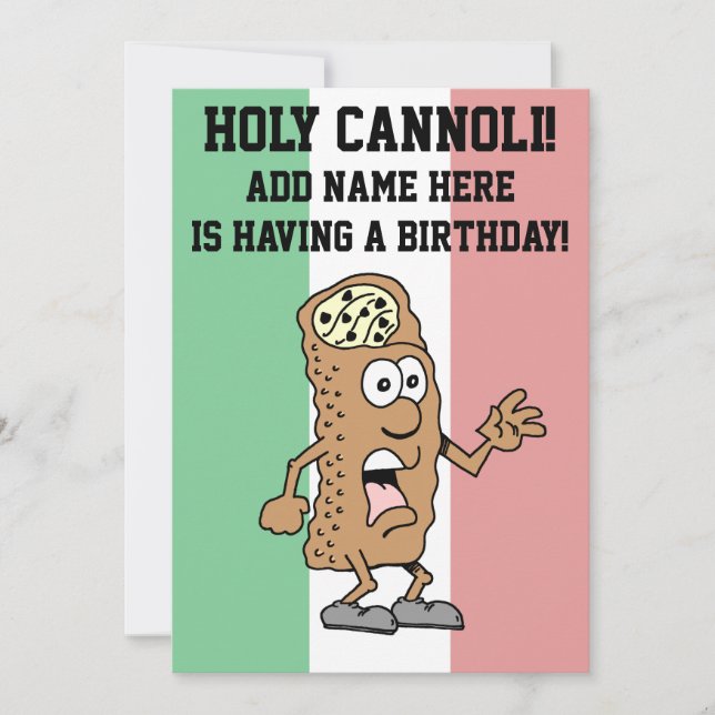 Holy Cannoli Italian Flag of Italy Birthday Invitation (Front)