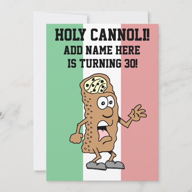 Holy Cannoli Italian Turning 30 Flag of Italy Invitation (Front)