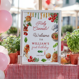 Holy Cannoli little meatball 1st birthday welcome Poster