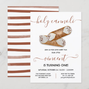 Holy Cannoli Modern Birthday Party Invitation