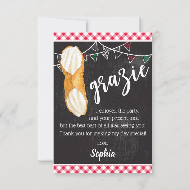 Holy Cannoli - Thank You Note Italian Birthday (Front)