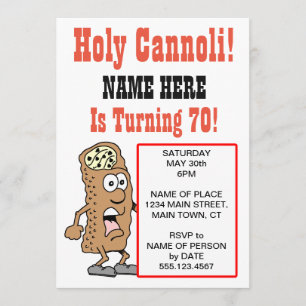 Holy Cannoli Turning 70 Party Invitation