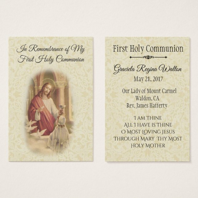 Holy Card Jesus Girl  First Holy Communion (Front & Back)