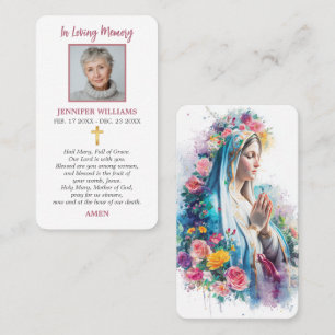 Holy Card Our Lady in Prayer Floral Virgin Mary