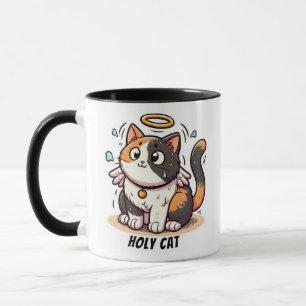 Holy Cat - Calico Cat with Wings and Halo Funny  Mug