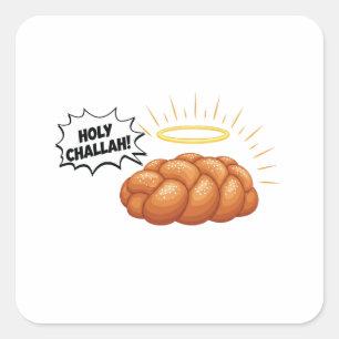 Holy Challah Hanukkah Jewish Jew Bread  Square Sticker