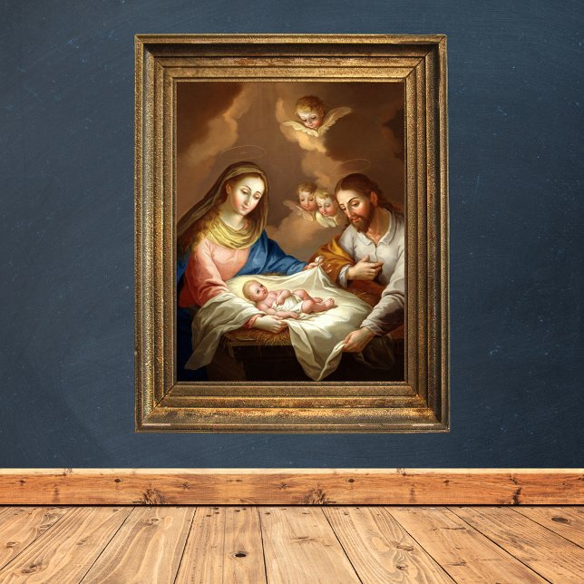 Holy Christian Christmas Nativity Manger Bethlehem Poster (Vintage Religious Holy Christian  Catholic Christmas Nativity Scene Manger Bethlehem Poster)