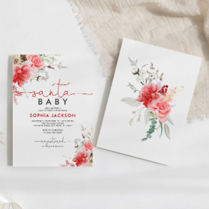 Holy Christmas Berry Santa Baby Shower Invitation