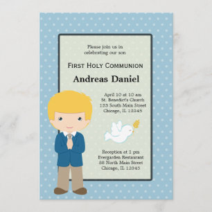Holy Communion boy * Choose your background colour Invitation