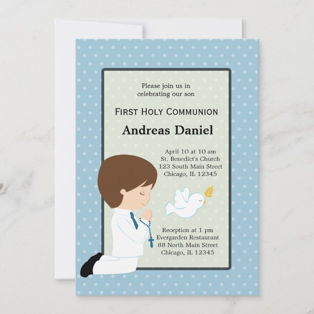 Holy Communion boy * Choose your background colour Invitation (Front)