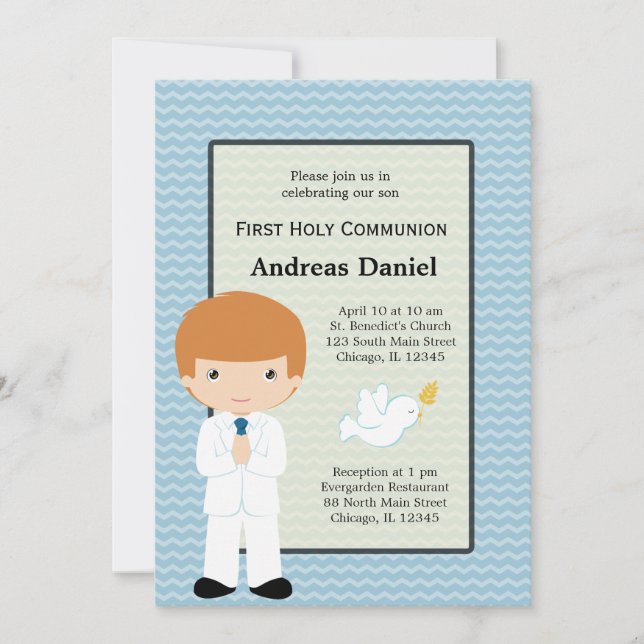 Holy Communion boy * Choose your background colour Invitation (Front)