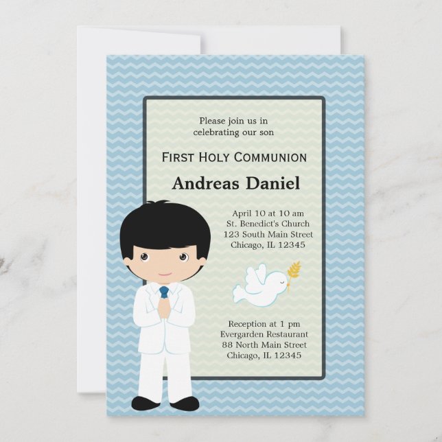 Holy Communion boy * Choose your background colour Invitation (Front)