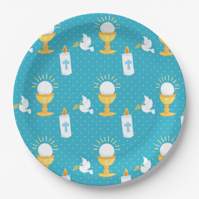 Holy Communion Christening Paper Plate (Front)