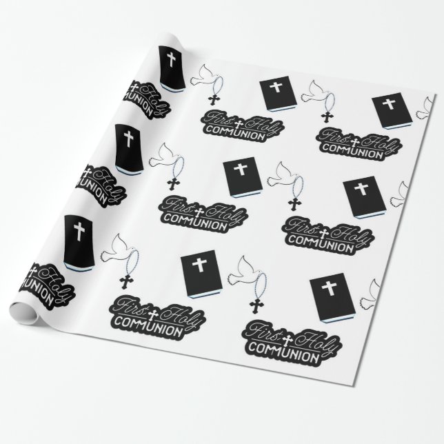 Holy Communion Christening Wrapping Paper (Unrolled)