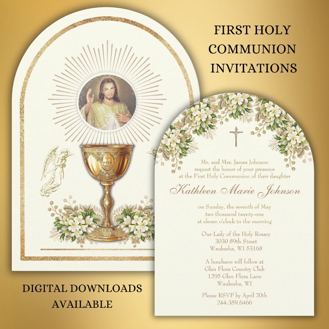  Holy Communion Divine Mercy Floral Invitation (Creator Uploaded)