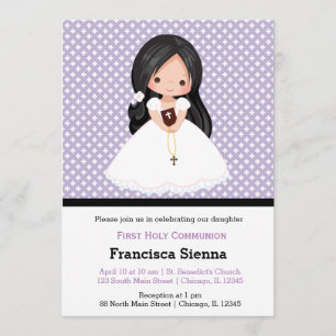 Holy Communion girl * choose background colour Invitation