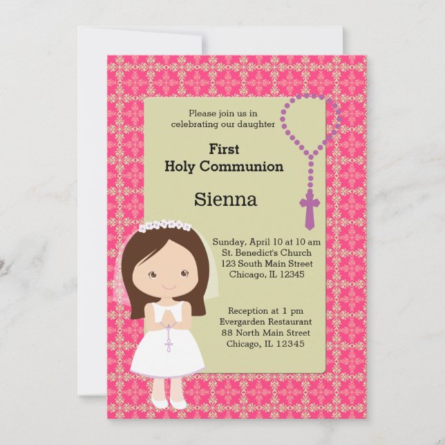 Holy Communion Girl Invitation (Front)