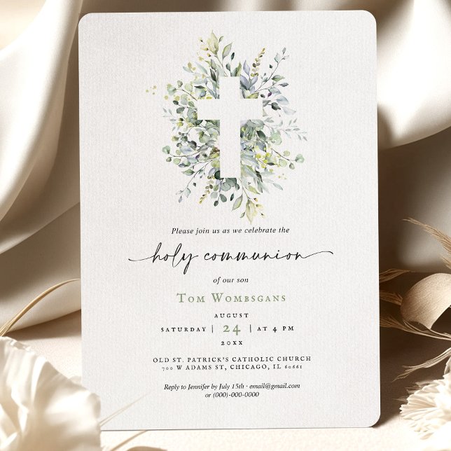 Holy Communion Invitation Greenery (Creator Uploaded)