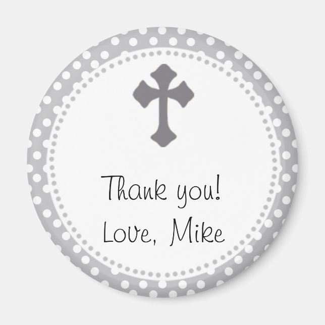 Holy Communion Polka Thank You Round Magnet (Front)