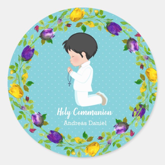 Holy Communion wreath * choose background colour Classic Round Sticker (Front)