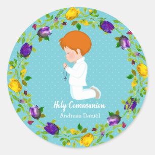 Holy Communion wreath * choose background colour Classic Round Sticker