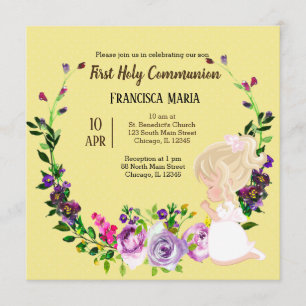 Holy Communion wreath * choose background colour Invitation