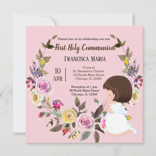 Holy Communion wreath * choose background colour Invitation (Front)