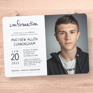 Holy Confirmation Boy   Modern + Simple Photo Invitation