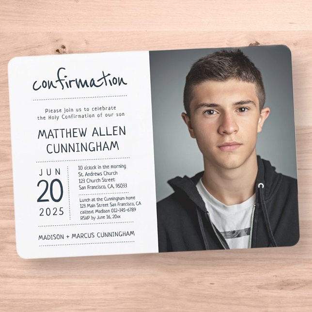 Holy Confirmation Boy | Modern + Simple Photo Invitation (Creator Uploaded)