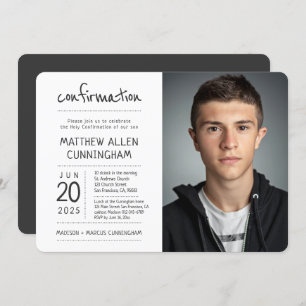 Holy Confirmation Boy Modern + Simple Photo Invitation
