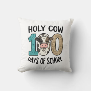 Holy Cow 100 Days of School Vintage Cow Shirt Desi Cushion