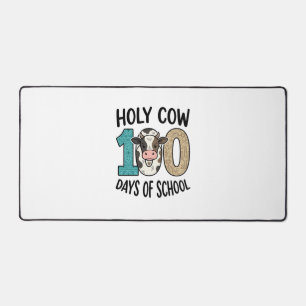 Holy Cow 100 Days of School Vintage Cow Shirt Desi Desk Mat