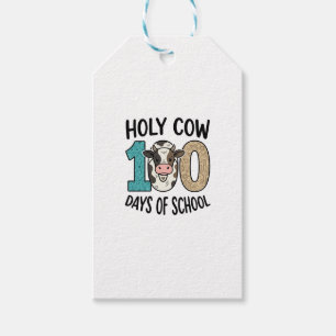 Holy Cow 100 Days of School Vintage Cow Shirt Desi Gift Tags