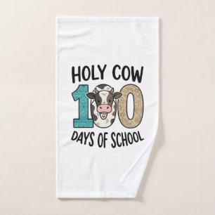 Holy Cow 100 Days of School Vintage Cow Shirt Desi Hand Towel