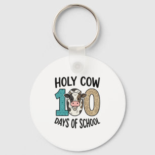 Holy Cow 100 Days of School Vintage Cow Shirt Desi Key Ring