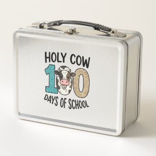 Holy Cow 100 Days of School Vintage Cow Shirt Desi Metal Lunch Box