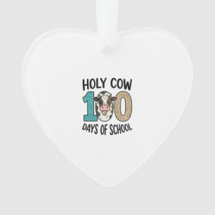 Holy Cow 100 Days of School Vintage Cow Shirt Desi Ornament