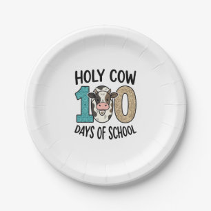 Holy Cow 100 Days of School Vintage Cow Shirt Desi Paper Plate