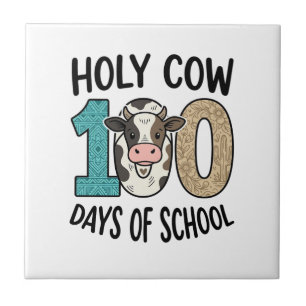 Holy Cow 100 Days of School Vintage Cow Shirt Desi Tile