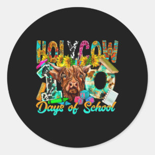 Holy Cow 100 Days Of School Western 100 Days Smart Classic Round Sticker