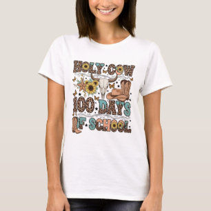 Holy Cow 100 Days of School Western Boho Cowgirl T T-Shirt