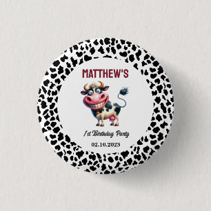 Holy Cow! 1st Birthday Animal First Birthday 3 Cm Round Badge