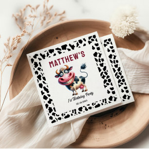 Holy Cow! 1st Birthday   Animal First Birthday  Napkin